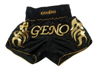 Short de Boxe Thai Personnalisé : KNSCUST-1150 Noir